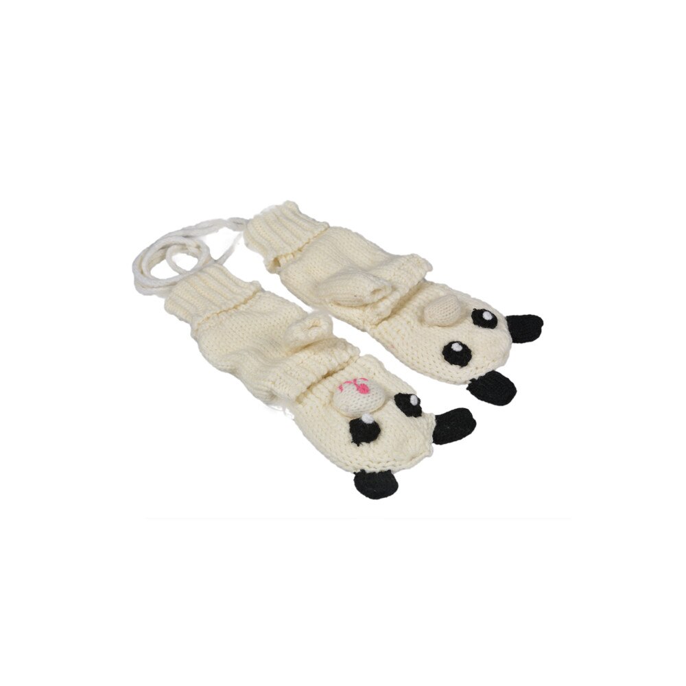Manusi tricotate copii, Maxx, model ursulet, Alb, XS INTL